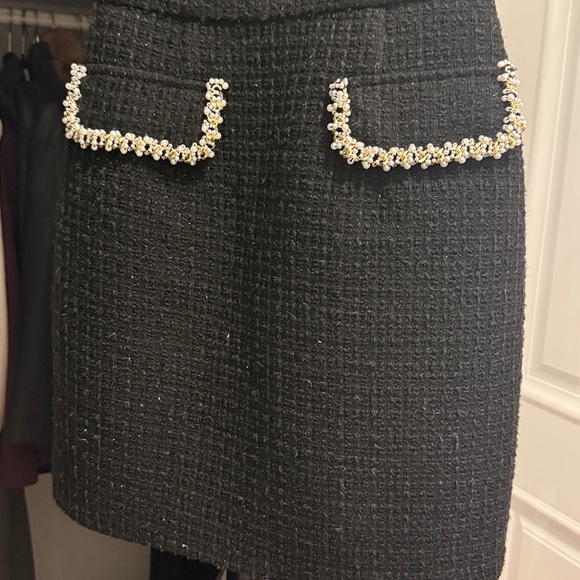 NADINE MERABI Black Tweed Dress with Pearl Details - Picture 3 of 9